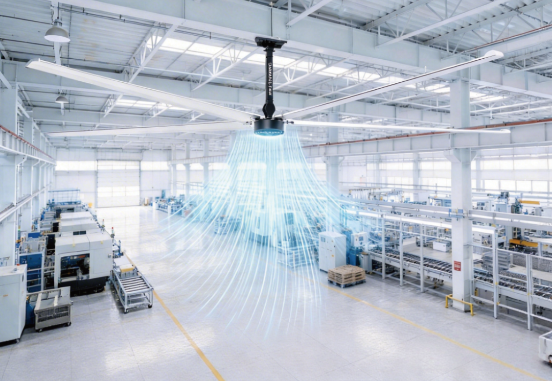 工业风扇循环防潮，空间干爽生产畅行！